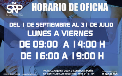 Servicios Reunidos Peñas recupera su horario habitual en sus oficinas