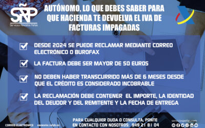 Autónomo, lo que debes cumplir para reclamar a Hacienda la devolución del IVA por facturas impagadas