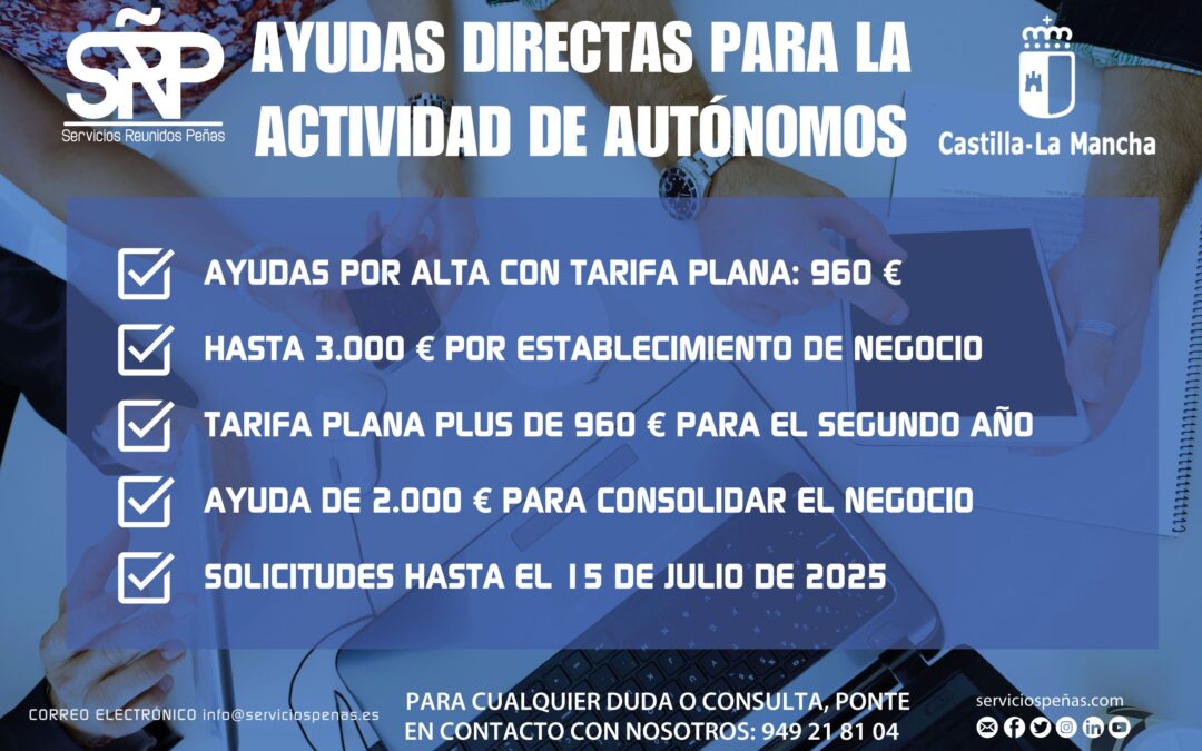 Castilla-La Mancha lanza nuevas ayudas para autónomos que empiezan, continúan o consolidan su actividad